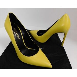 Saint Laurent Monceau Yellow Leather Stiletto Heel Pointy Pumps Italy‎ 36.5